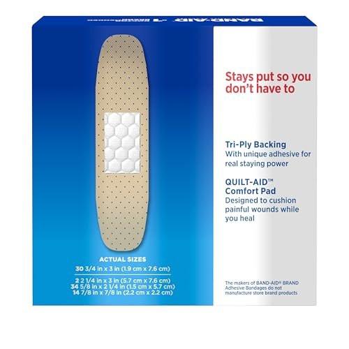 Band-Aid Brand Tru-Stay Sheer Strips – Selbstklebende sterile Wundverbände in verschiedenen Größen, 80 Stück
