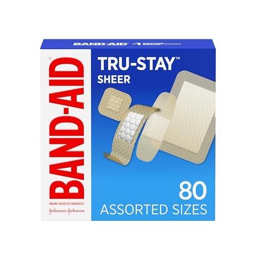 Band-Aid Brand Tru-Stay Sheer Strips – Selbstklebende sterile Wundverbände in verschiedenen Größen, 80 Stück
