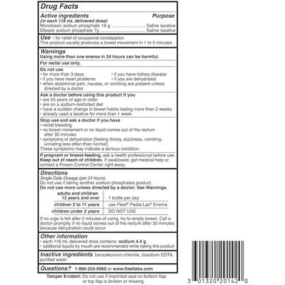Fleet Salinisches Abführmittel Einlauf, Verstopfungslinderung für Erwachsene, schnell wirkender vorgefüllter Einlauf, 4,5 Fl Oz, 2 Flaschen
