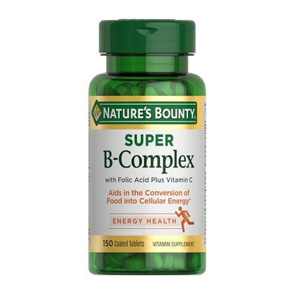 Nature's Bounty Super B Komplex mit Vitamin C & Folsäure – 150 Tabletten für Immun- und Zellenergie-Unterstützung