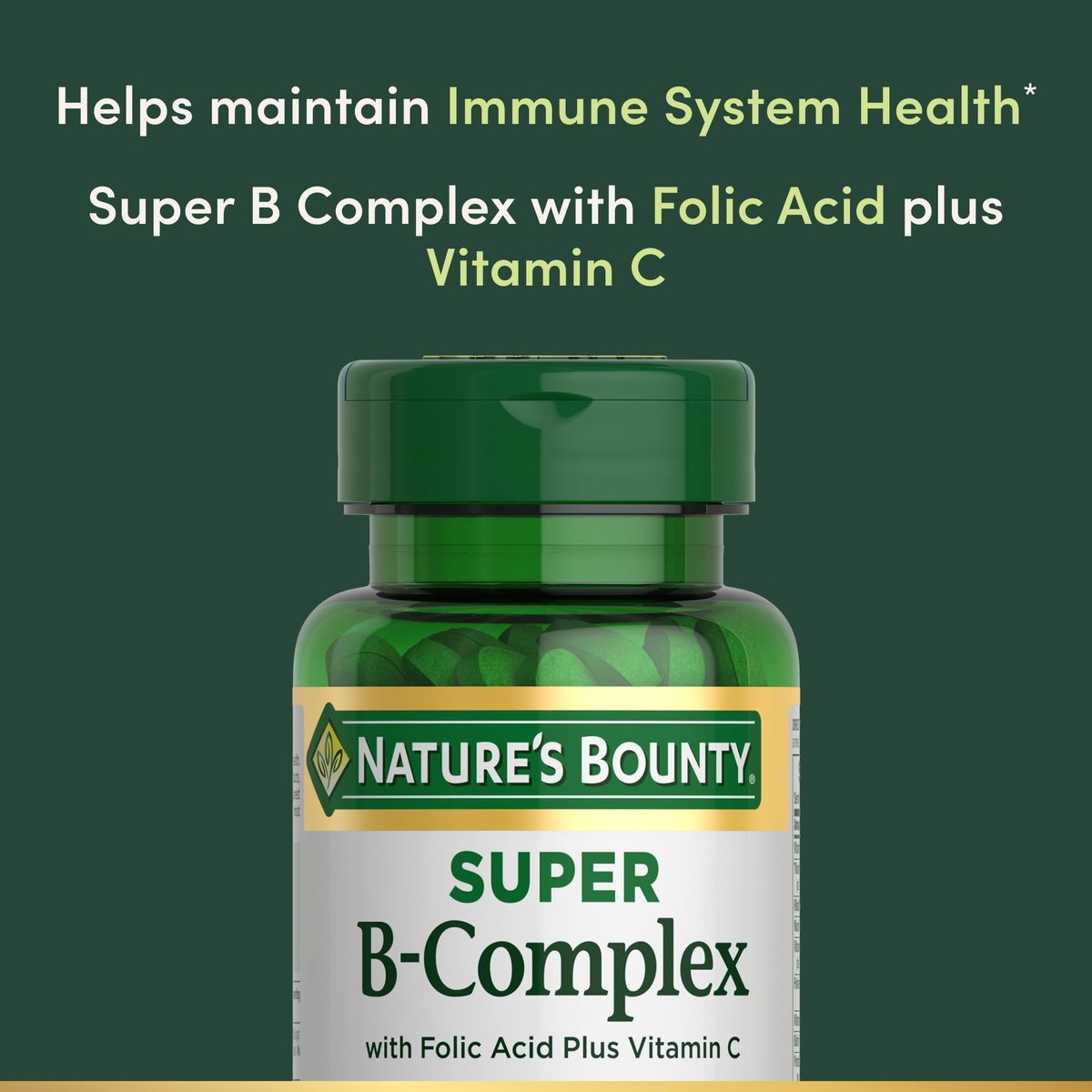 Nature's Bounty Super B Komplex mit Vitamin C & Folsäure – 150 Tabletten für Immun- und Zellenergie-Unterstützung