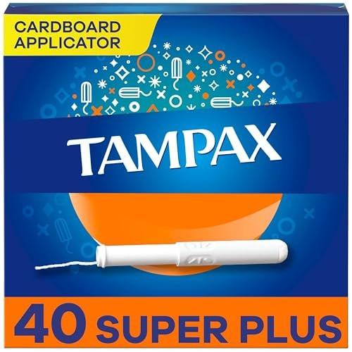 Tampax Karton Tampons für Damen Super Plus Saugstärke, Anti-Rutsch-Griff, LeakGuard Rock, unparfümiert, 40 Stück