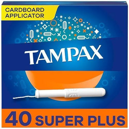 Tampax Karton Tampons für Damen Super Plus Saugstärke, Anti-Rutsch-Griff, LeakGuard Rock, unparfümiert, 40 Stück