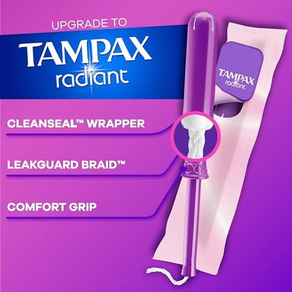 Tampax Papptampons Super Saugfähigkeit, Anti-Rutsch-Griff, LeakGuard Rock, unparfümiert, 40 Stück