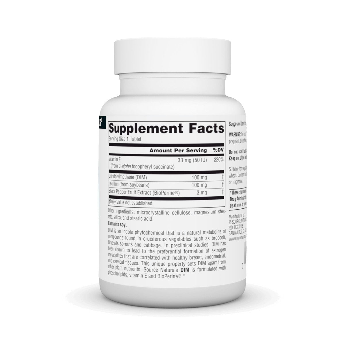 Source Naturals DIM 100 mg – 30 Tabletten – Diindolylmethan zur Unterstützung des Hormonhaushalts