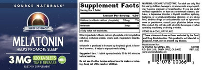 Source Naturals Zeitfreisetzendes Melatonin - 3 mg, 120 Tabletten