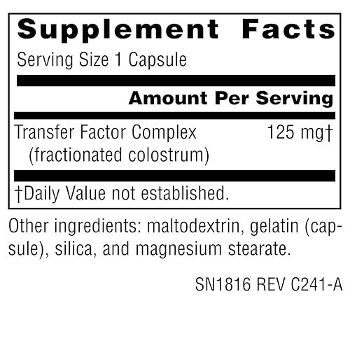 Source Naturals Wellness Transfer Factor – Immunsystem-Unterstützung, 125 mg, 60 Kapseln
