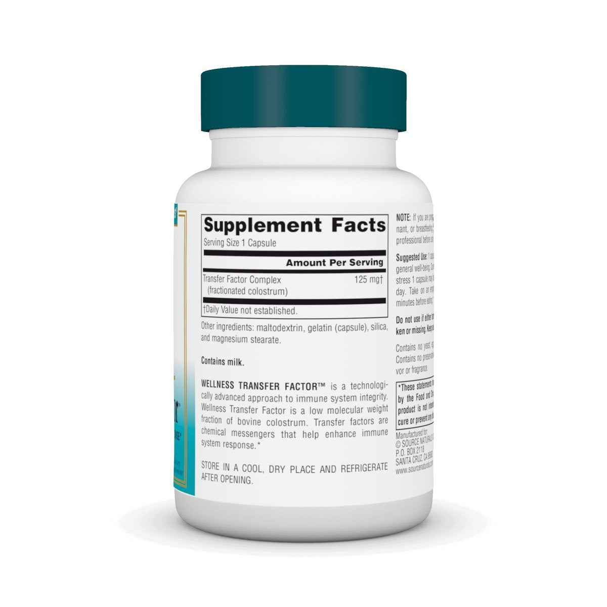 Source Naturals Wellness Transfer Factor – Immunsystem-Unterstützung, 125 mg, 60 Kapseln