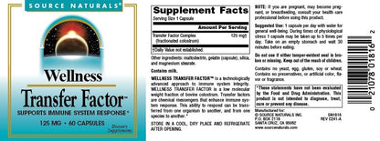 Source Naturals Wellness Transfer Factor – Immunsystem-Unterstützung, 125 mg, 60 Kapseln