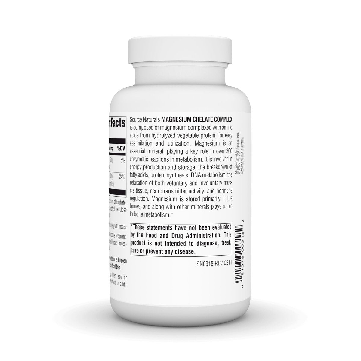 Source Naturals Magnesium Chelat – Unterstützt Nerven- und Muskelfunktion – 250 Tabletten