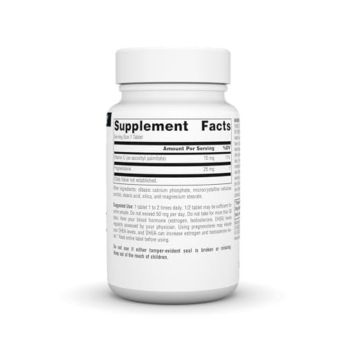 Source Naturals Pregnenolon 25 mg – 120 Tabletten – Hormonvorläufer für Gedächtnis und Vitalität