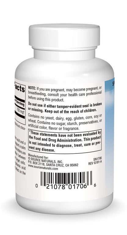 Source Naturals Serene Science GABA 750 mg – 45 Kapseln zur Förderung eines ruhigen Geistes