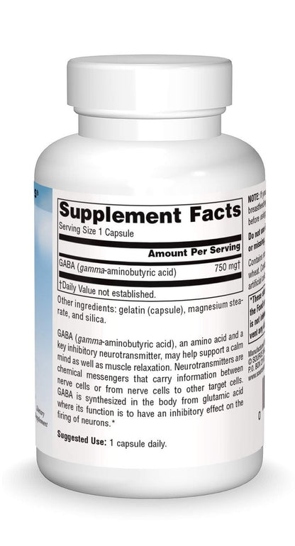 Source Naturals Serene Science GABA 750 mg – 45 Kapseln zur Förderung eines ruhigen Geistes