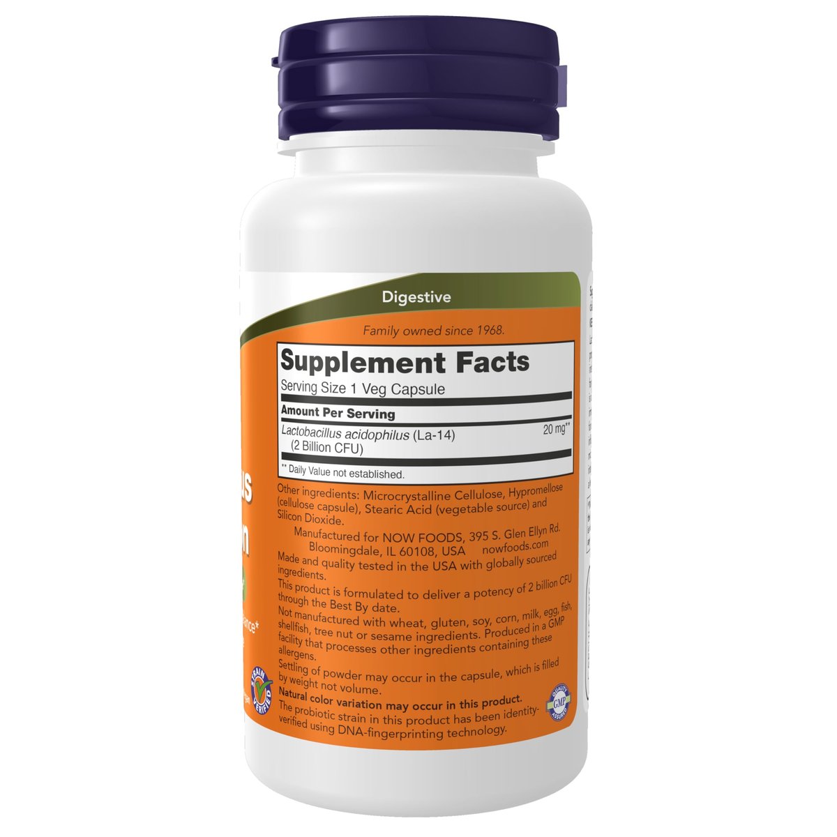 NOW Foods Acidophilus, 2 Milliarden Stämme, Stammgeprüft, Gesunde Darmflora, 100 vegane Kapseln