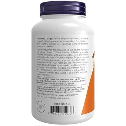 NOW Foods Papaya-Enzym mit Minze und Chlorophyll, Verdauungsunterstützung*, 360 Kautabletten