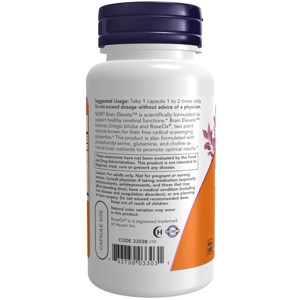 NOW Foods Brain Elevate™ mit Ginkgo Biloba, RoseOx® und Phosphatidylserin – 60 vegane Kapseln