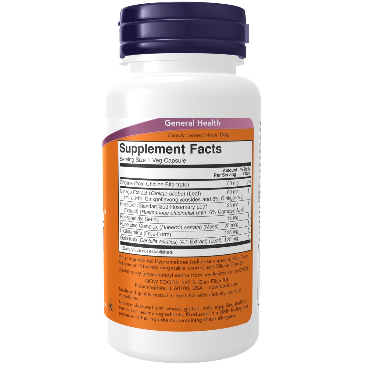 NOW Foods Brain Elevate™ mit Ginkgo Biloba, RoseOx® und Phosphatidylserin – 60 vegane Kapseln