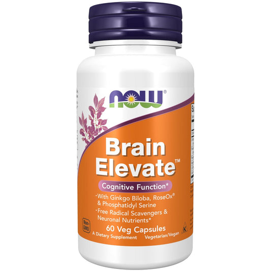 NOW Foods Brain Elevate™ mit Ginkgo Biloba, RoseOx® und Phosphatidylserin – 60 vegane Kapseln