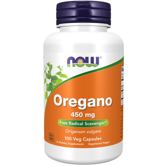 NOW Foods Nahrungsergänzungsmittel, Oregano (Origanum vulgare) 450 mg, Freie Radikale Fänger*, 100 Vegane Kapseln