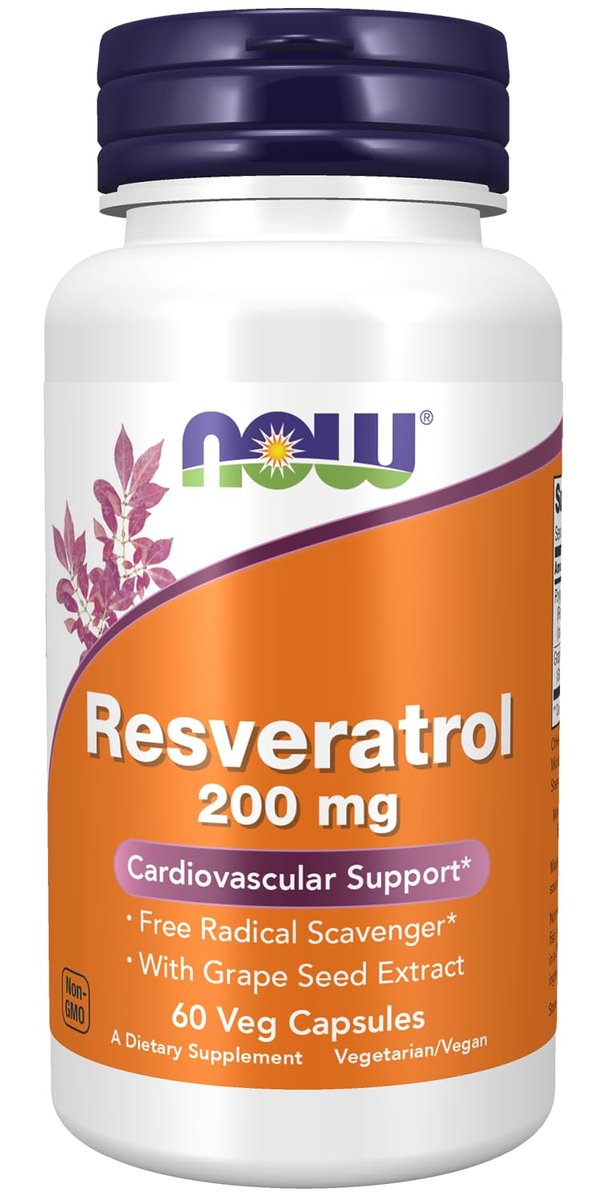 NOW Foods Resveratrol 200 mg mit Rotwein-Extrakt, 60 Vegane Kapseln