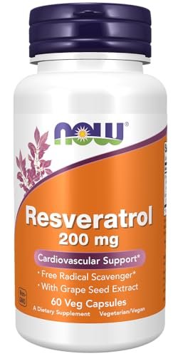 NOW Foods Resveratrol 200 mg mit Rotwein-Extrakt, 60 Vegane Kapseln