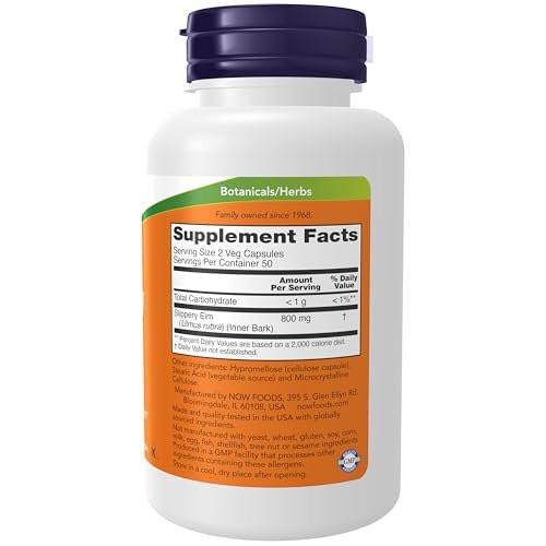 NOW Foods Ulmus rubra 400 mg – 100 vegane Kapseln, Kräuterergänzung