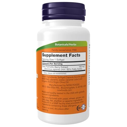 NOW Foods Sägepalmen-Extrakt 160 mg, 120 Softgels – Männergesundheit
