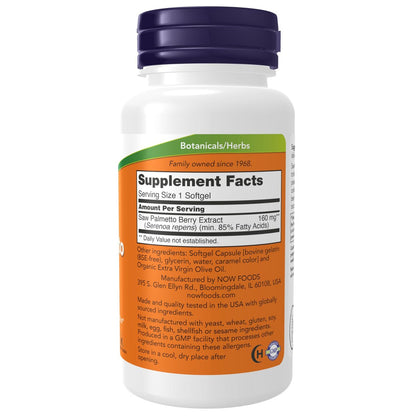 NOW Foods Sägepalmen-Extrakt 160 mg, 120 Softgels – Männergesundheit