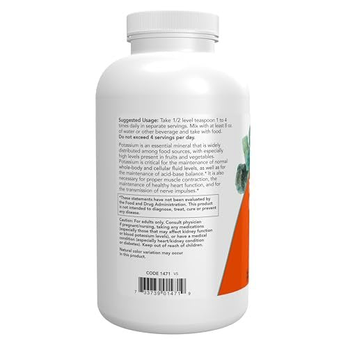 NOW Foods Kaliumgluconat Reines Pulver 175 mg, essentielles Mineral*, 1 Pfund (454 g)