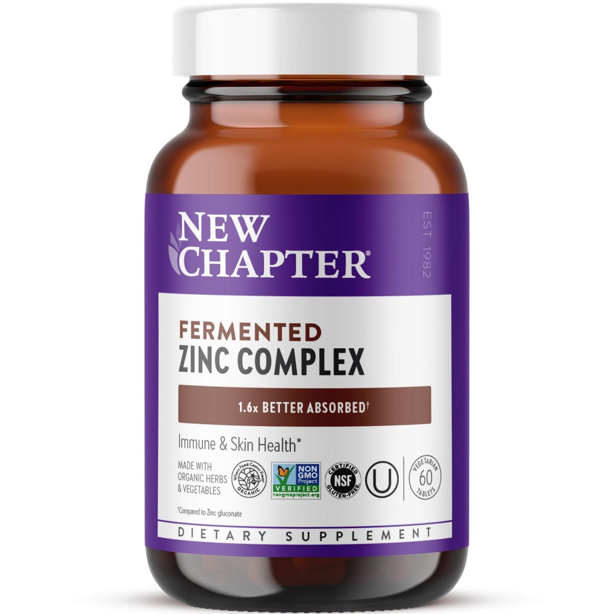 New Chapter Zink Komplex, fermentiert, mit Kupfer, 60 Kapseln – Immunsystem & Hautgesundheit