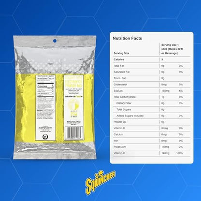 Sqwincher Zero Qwik Stik, Zitronenlimonade, Zuckerfrei, Kalorienarm, Natriumarm, Elektrolyt-Pulver zur Hydration, 0,11 oz Beutel (Packung mit 50)