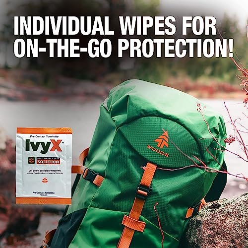 CoreTex Ivy X Pre-Contact Poison Ivy Wipes – 25 Einwegtücher zum Schutz vor Giftefeu, Gifteiche und Giftsumach – Schnelltrocknend & puderfrei