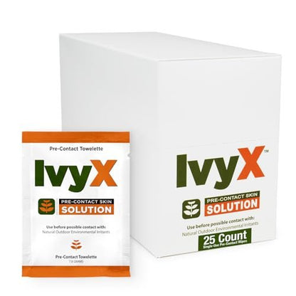 CoreTex Ivy X Pre-Contact Poison Ivy Wipes – 25 Einwegtücher zum Schutz vor Giftefeu, Gifteiche und Giftsumach – Schnelltrocknend & puderfrei
