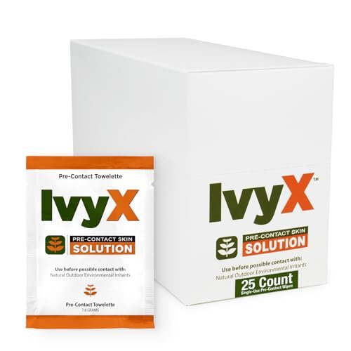 CoreTex Ivy X Pre-Contact Poison Ivy Wipes – 25 Einwegtücher zum Schutz vor Giftefeu, Gifteiche und Giftsumach – Schnelltrocknend & puderfrei