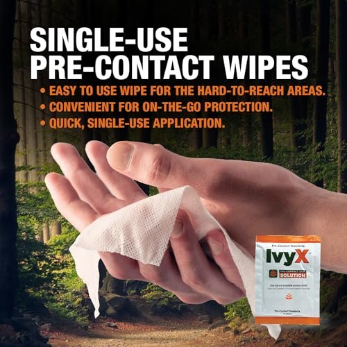 CoreTex Ivy X Pre-Contact Poison Ivy Wipes – 25 Einwegtücher zum Schutz vor Giftefeu, Gifteiche und Giftsumach – Schnelltrocknend & puderfrei