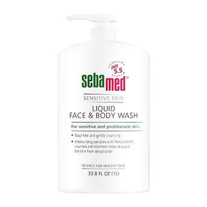 Sebamed Flüssigseife Gesicht & Körper 1000 ml – pH-neutral, parabenfrei, dermatologisch empfohlen, milde Reinigung für empfindliche Haut