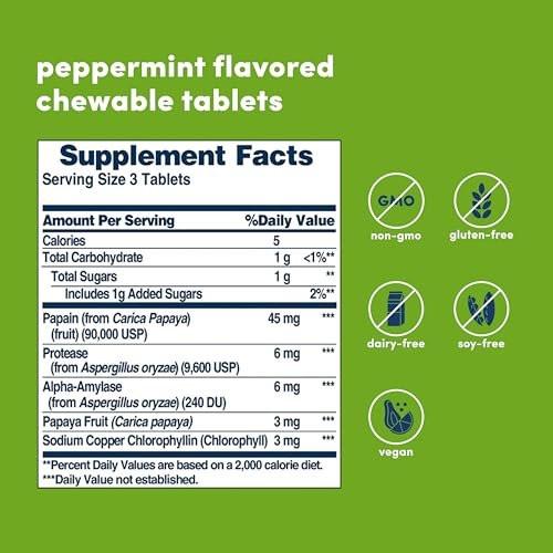 American Health Kaubare Papaya-Enzyme mit Chlorophyll – 100 Kautabletten