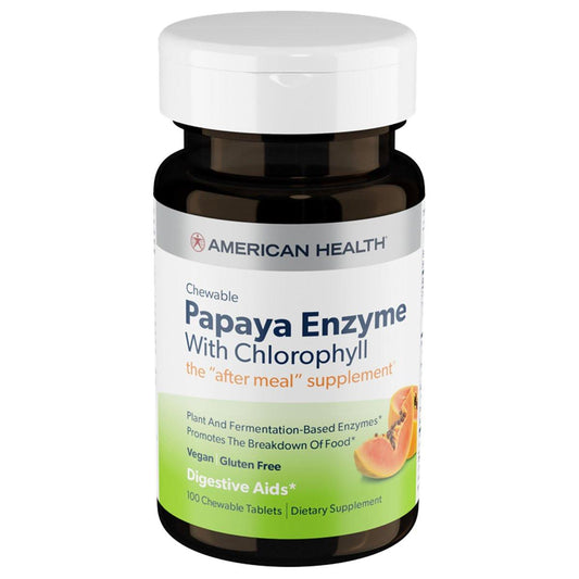 American Health Kaubare Papaya-Enzyme mit Chlorophyll – 100 Kautabletten