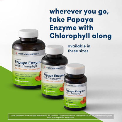 American Health Kaubare Papaya-Enzyme mit Chlorophyll – 100 Kautabletten