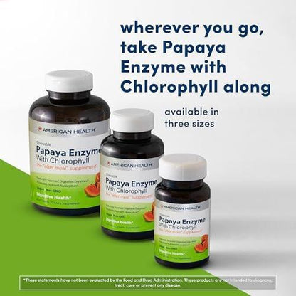 American Health Kaubare Papaya-Enzyme mit Chlorophyll – 100 Kautabletten