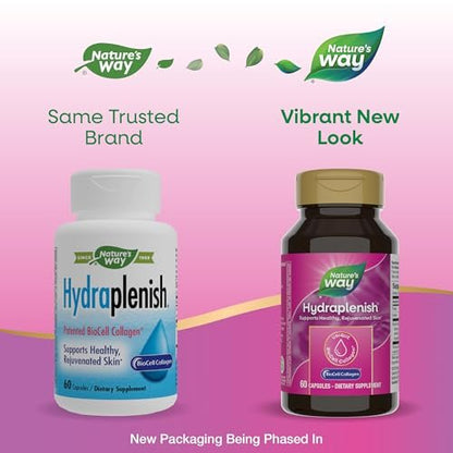 Nature's Way Hydraplenish mit BioCell Collagen & Hyaluronsäure – 60 Kapseln für straffe, elastische Haut und Kollagenproduktion