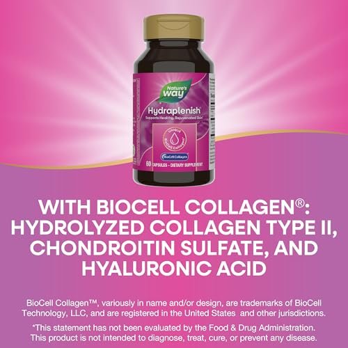 Nature's Way Hydraplenish mit BioCell Collagen & Hyaluronsäure – 60 Kapseln für straffe, elastische Haut und Kollagenproduktion