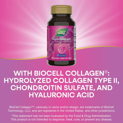 Nature's Way Hydraplenish mit BioCell Collagen & Hyaluronsäure – 60 Kapseln für straffe, elastische Haut und Kollagenproduktion