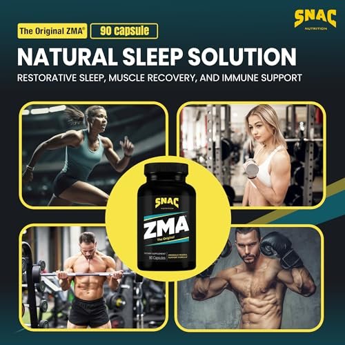 SNAC ZMA Das Original Schlaf- & Erholungsergänzungsmittel – Unterstützt Muskelerholung, erholsamen Schlaf, Entspannung, Stressabbau und Immunsystem mit Magnesium, Zink und Vitamin B6, 90 vegane Kapseln
