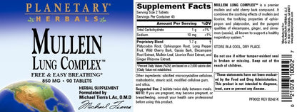 Planetary Herbals Mullein Lungenkomplex – 90 Tabletten zur Unterstützung der Atemwege