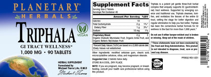 Planetary Herbals Triphala 1000 mg – 90 Tabletten – Traditionelle ayurvedische Kräutermischung