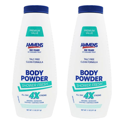 Ammens Puder Deodorant Shower Fresh – 2er-Pack (je 311 g) – Wirksamer Schutz für den ganzen Tag