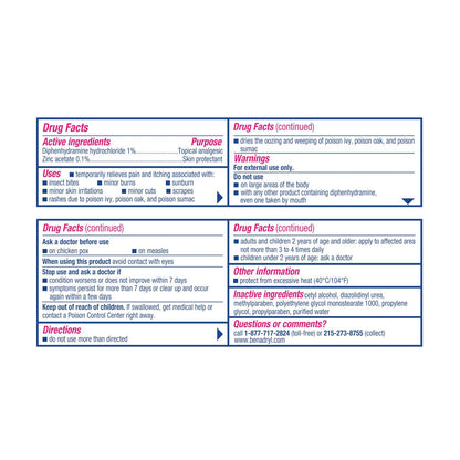 Benadryl Original Strength Anti-Juckreiz-Creme, Insektenstich Linderung, Diphenhydramin HCl topisches Analgetikum & Zinkacetat Hautschutz, Ideal für Campingausflüge, 28 g