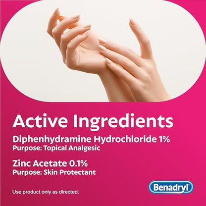 Benadryl Original Strength Anti-Juckreiz-Creme, Insektenstich Linderung, Diphenhydramin HCl topisches Analgetikum & Zinkacetat Hautschutz, Ideal für Campingausflüge, 28 g