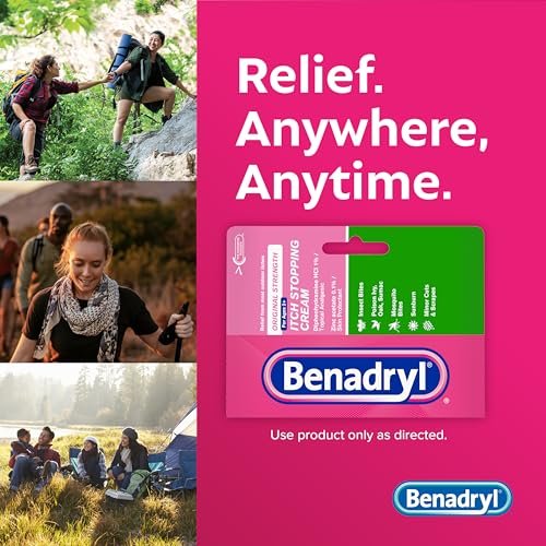 Benadryl Original Strength Anti-Juckreiz-Creme, Insektenstich Linderung, Diphenhydramin HCl topisches Analgetikum & Zinkacetat Hautschutz, Ideal für Campingausflüge, 28 g